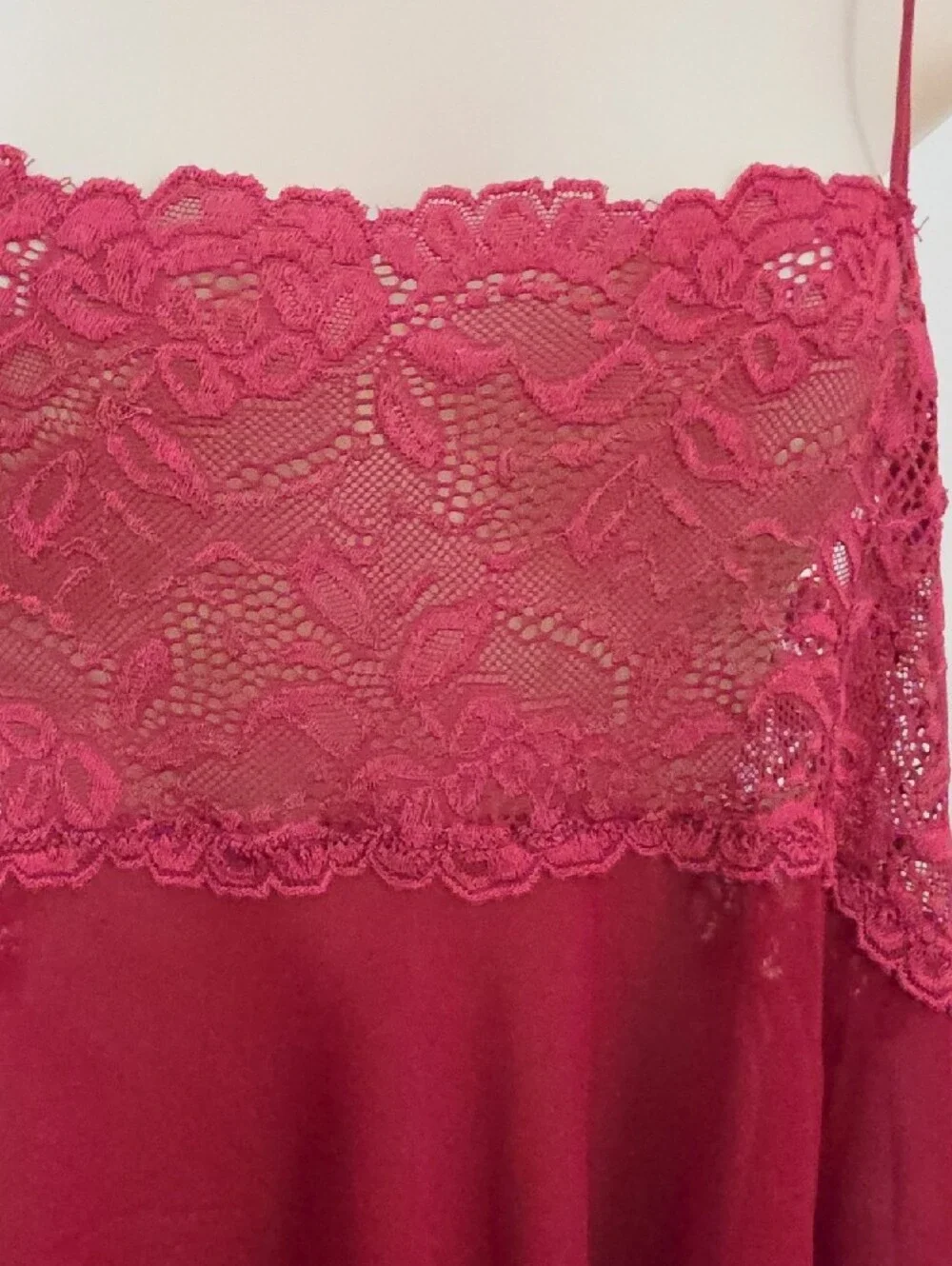 Venus | Burgundy Lace Bodice Handkerchief Hem Slip Dress XL - Picture 8 of 8